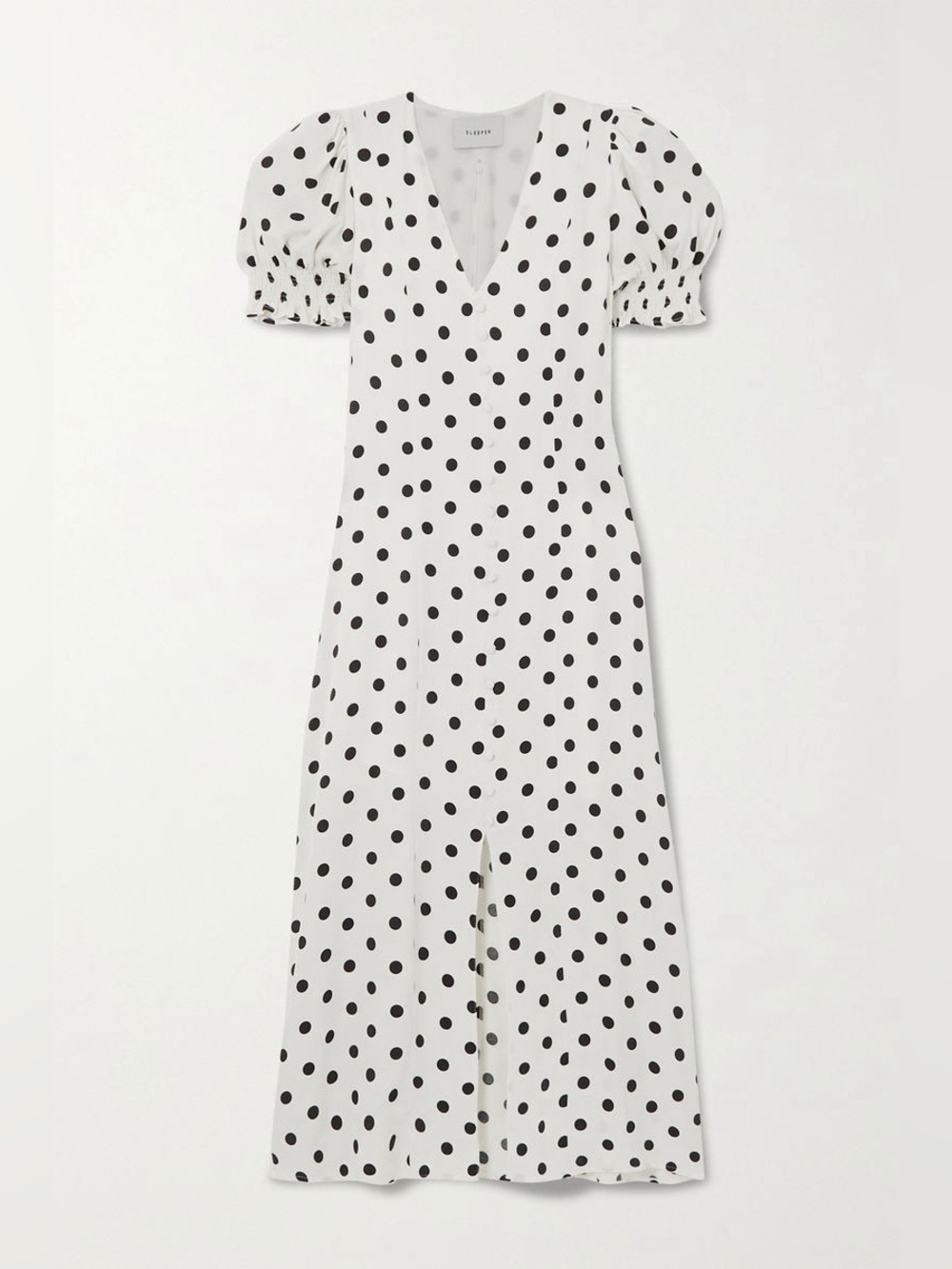 NWT SLEEPER BELLA POLKA-DOT CREPE MAXI DRESS